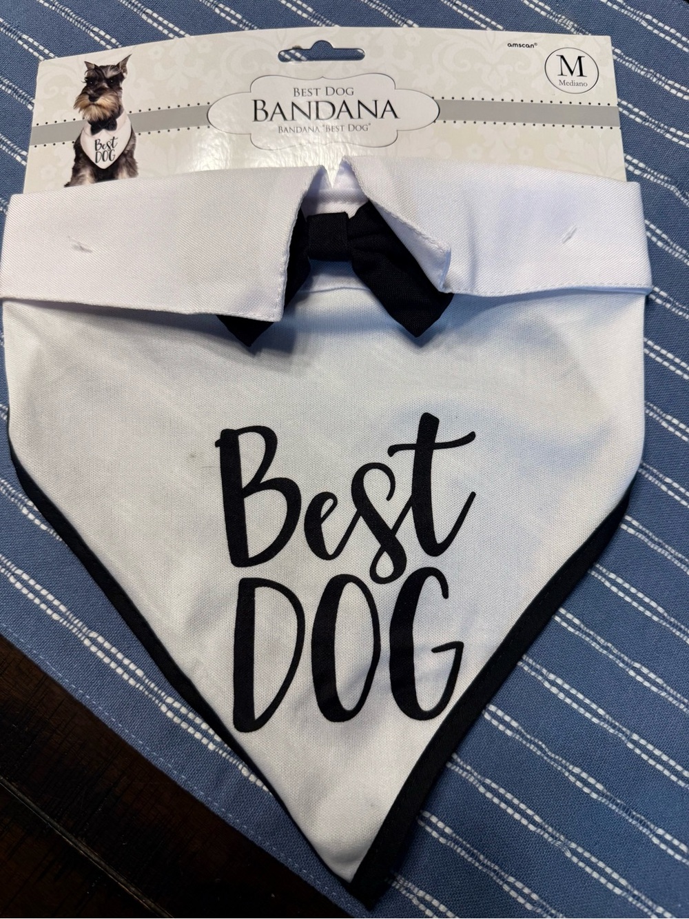 Amscan White Bandana with Black Bow and Trim - "Best Dog"
